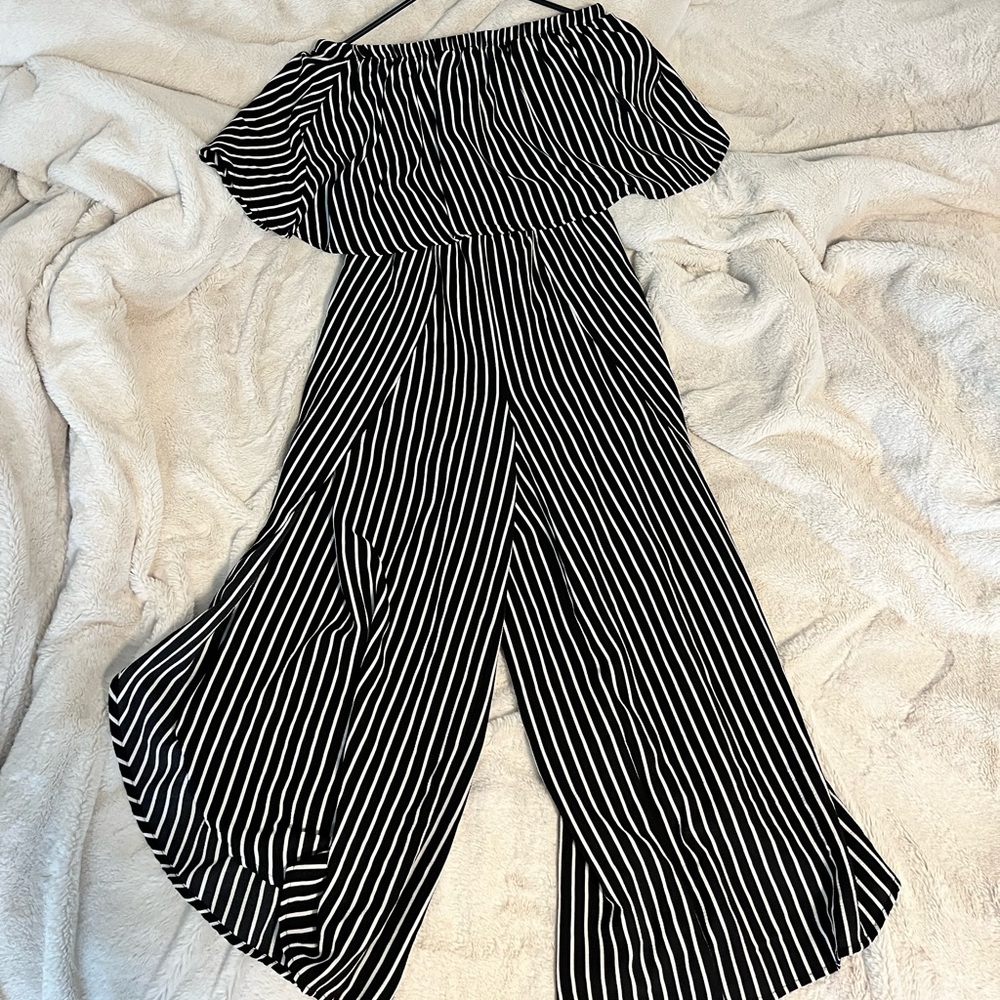 Black and white stripped romper